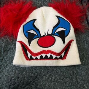 Clown Face Beanie with Red Hair